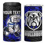 Personalised Canterbury-Bankstown Bulldogs 4 in 1 Can Cooler Tumbler Polynesian Tribal Pattern With Rugby Bulldog Mascot Art