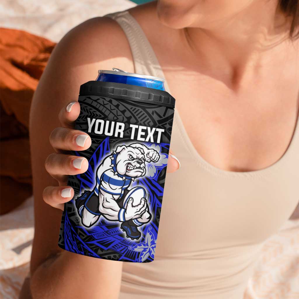 Personalised Canterbury-Bankstown Bulldogs 4 in 1 Can Cooler Tumbler Polynesian Tribal Pattern With Rugby Bulldog Mascot Art