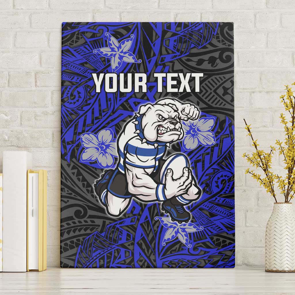 Personalised Canterbury-Bankstown Bulldogs Canvas Wall Art Polynesian Tribal Pattern With Rugby Bulldog Mascot Art