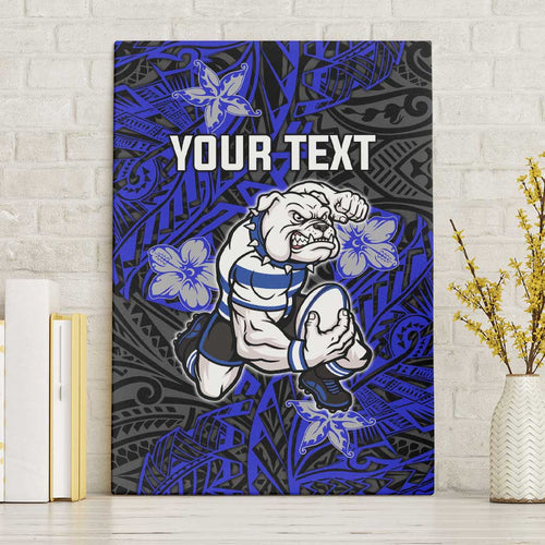 Personalised Canterbury-Bankstown Bulldogs Canvas Wall Art Polynesian Tribal Pattern With Rugby Bulldog Mascot Art