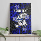 Personalised Canterbury-Bankstown Bulldogs Canvas Wall Art Polynesian Tribal Pattern With Rugby Bulldog Mascot Art