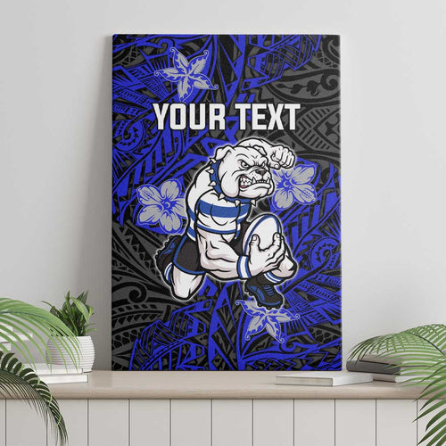 Personalised Canterbury-Bankstown Bulldogs Canvas Wall Art Polynesian Tribal Pattern With Rugby Bulldog Mascot Art