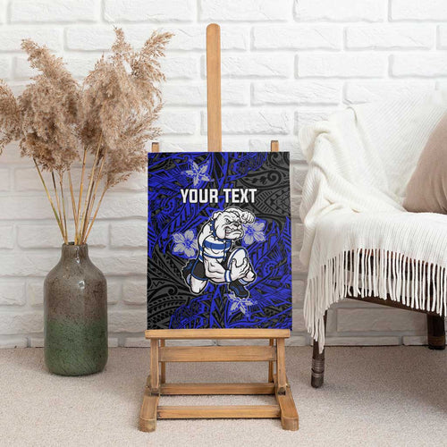 Personalised Canterbury-Bankstown Bulldogs Canvas Wall Art Polynesian Tribal Pattern With Rugby Bulldog Mascot Art