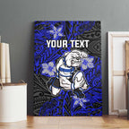 Personalised Canterbury-Bankstown Bulldogs Canvas Wall Art Polynesian Tribal Pattern With Rugby Bulldog Mascot Art
