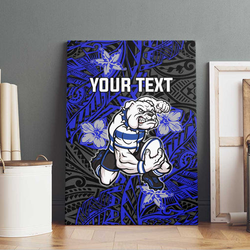 Personalised Canterbury-Bankstown Bulldogs Canvas Wall Art Polynesian Tribal Pattern With Rugby Bulldog Mascot Art