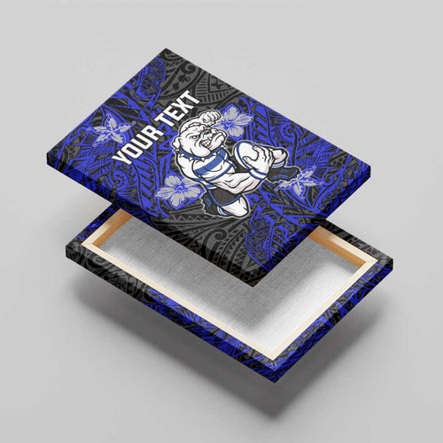Personalised Canterbury-Bankstown Bulldogs Canvas Wall Art Polynesian Tribal Pattern With Rugby Bulldog Mascot Art
