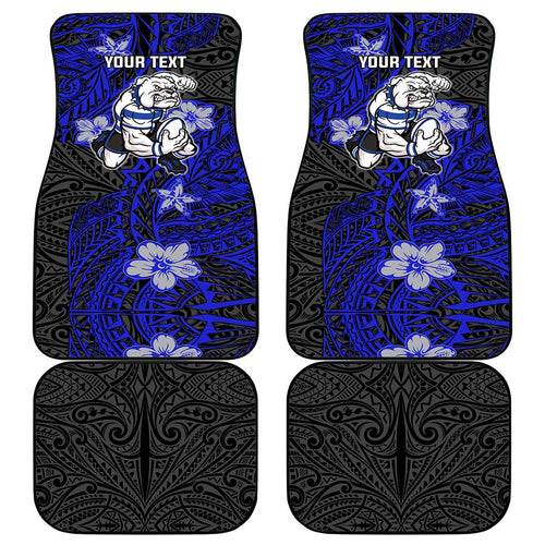 Personalised Canterbury-Bankstown Bulldogs Car Mats Polynesian Tribal Pattern With Rugby Bulldog Mascot Art