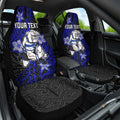 Personalised Canterbury-Bankstown Bulldogs Car Seat Cover Polynesian Tribal Pattern With Rugby Bulldog Mascot Art