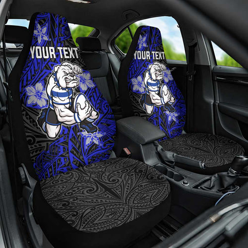 Personalised Canterbury-Bankstown Bulldogs Car Seat Cover Polynesian Tribal Pattern With Rugby Bulldog Mascot Art