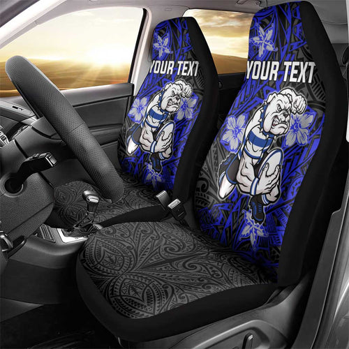 Personalised Canterbury-Bankstown Bulldogs Car Seat Cover Polynesian Tribal Pattern With Rugby Bulldog Mascot Art