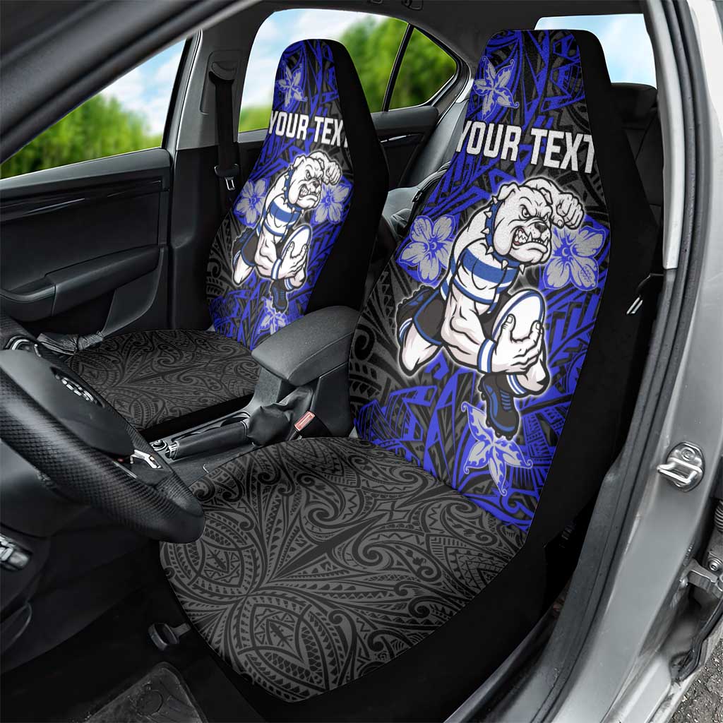 Personalised Canterbury-Bankstown Bulldogs Car Seat Cover Polynesian Tribal Pattern With Rugby Bulldog Mascot Art