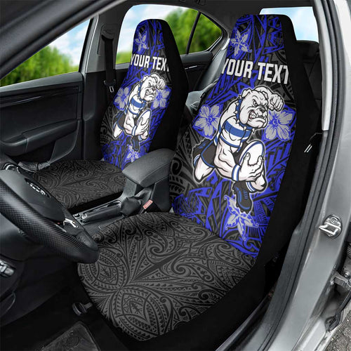 Personalised Canterbury-Bankstown Bulldogs Car Seat Cover Polynesian Tribal Pattern With Rugby Bulldog Mascot Art