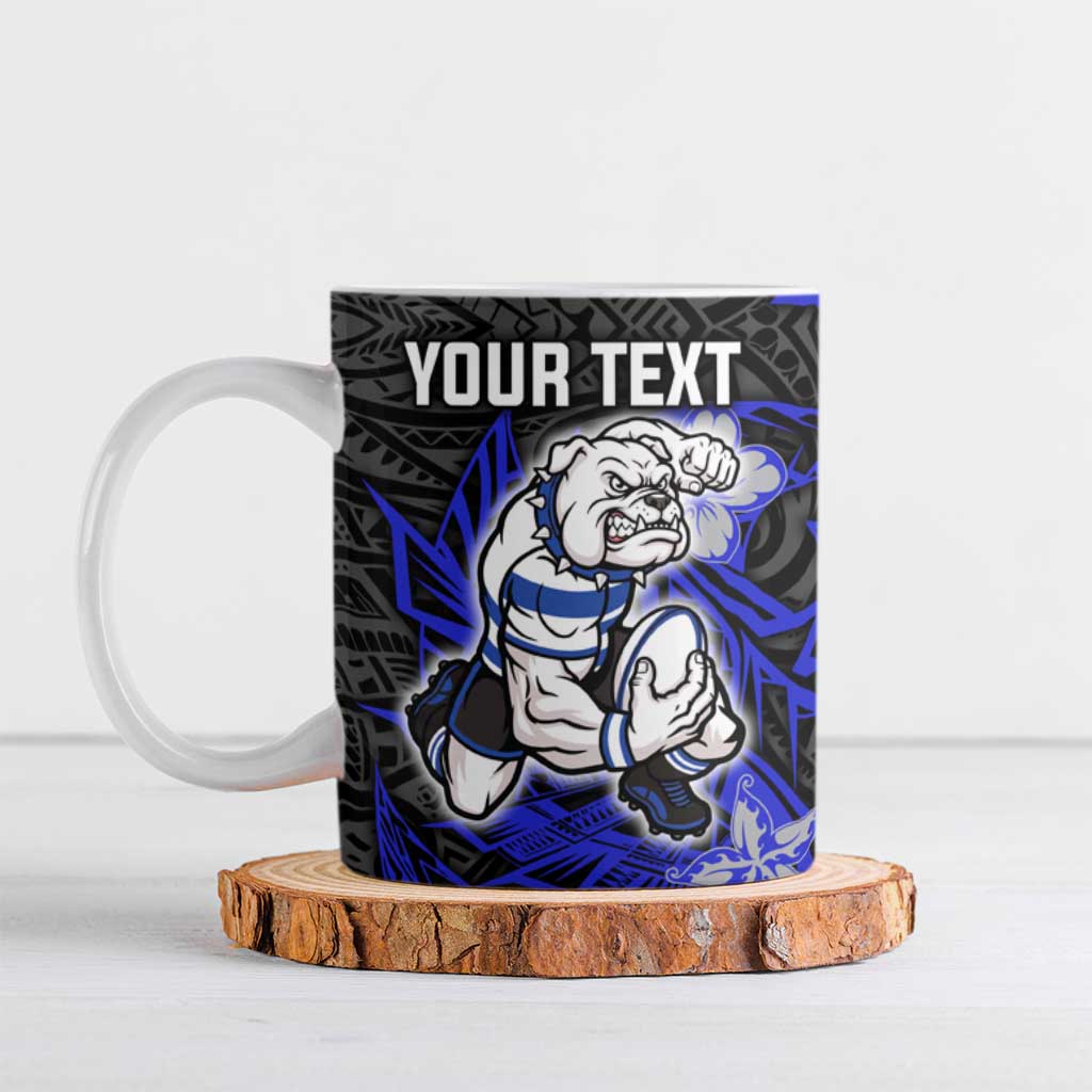Personalised Canterbury-Bankstown Bulldogs Ceramic Mug Polynesian Tribal Pattern With Rugby Bulldog Mascot Art