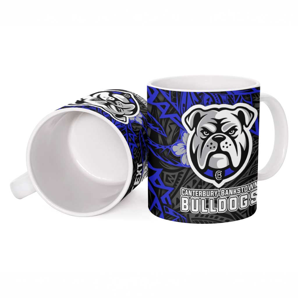 Personalised Canterbury-Bankstown Bulldogs Ceramic Mug Polynesian Tribal Pattern With Rugby Bulldog Mascot Art