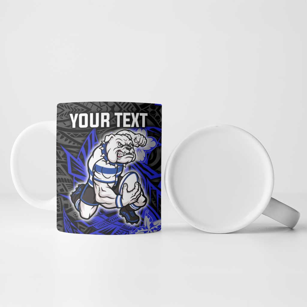 Personalised Canterbury-Bankstown Bulldogs Ceramic Mug Polynesian Tribal Pattern With Rugby Bulldog Mascot Art