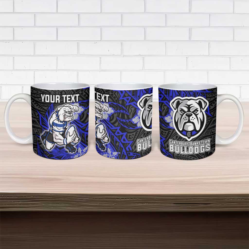 Personalised Canterbury-Bankstown Bulldogs Ceramic Mug Polynesian Tribal Pattern With Rugby Bulldog Mascot Art