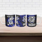 Personalised Canterbury-Bankstown Bulldogs Ceramic Mug Polynesian Tribal Pattern With Rugby Bulldog Mascot Art