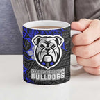 Personalised Canterbury-Bankstown Bulldogs Ceramic Mug Polynesian Tribal Pattern With Rugby Bulldog Mascot Art