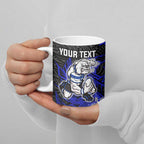 Personalised Canterbury-Bankstown Bulldogs Ceramic Mug Polynesian Tribal Pattern With Rugby Bulldog Mascot Art