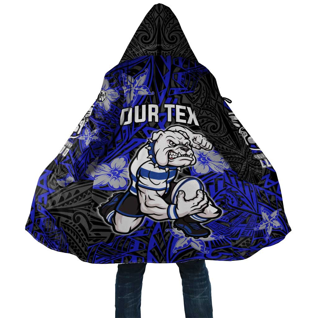 Personalised Canterbury-Bankstown Bulldogs Cloak Polynesian Tribal Pattern With Rugby Bulldog Mascot Art