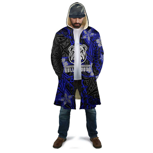 Personalised Canterbury-Bankstown Bulldogs Cloak Polynesian Tribal Pattern With Rugby Bulldog Mascot Art