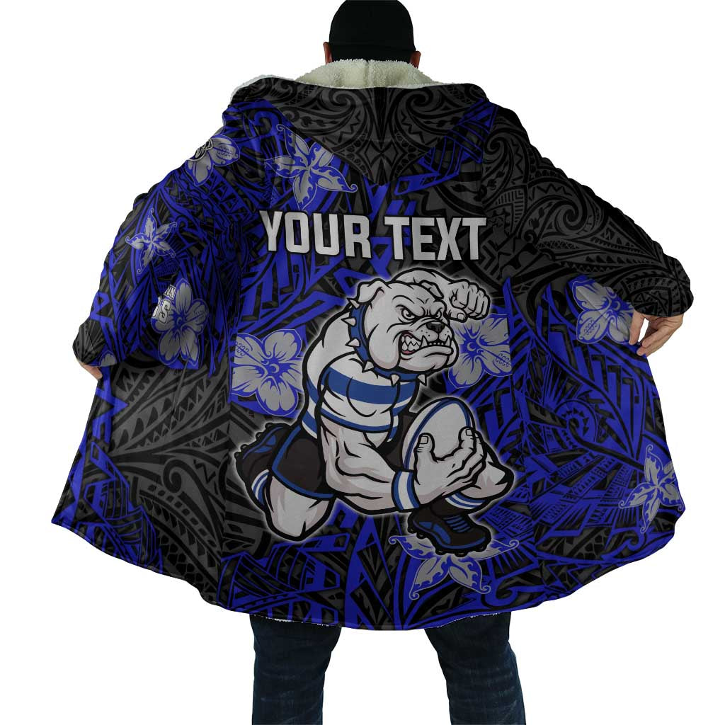 Personalised Canterbury-Bankstown Bulldogs Cloak Polynesian Tribal Pattern With Rugby Bulldog Mascot Art