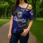 Personalised Canterbury-Bankstown Bulldogs Cross Shoulder Shirt Polynesian Tribal Pattern With Rugby Bulldog Mascot Art