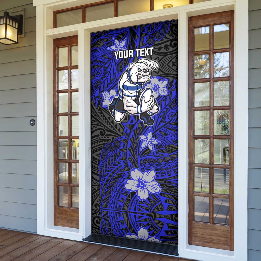 Personalised Canterbury-Bankstown Bulldogs Door Cover Polynesian Tribal Pattern With Rugby Bulldog Mascot Art