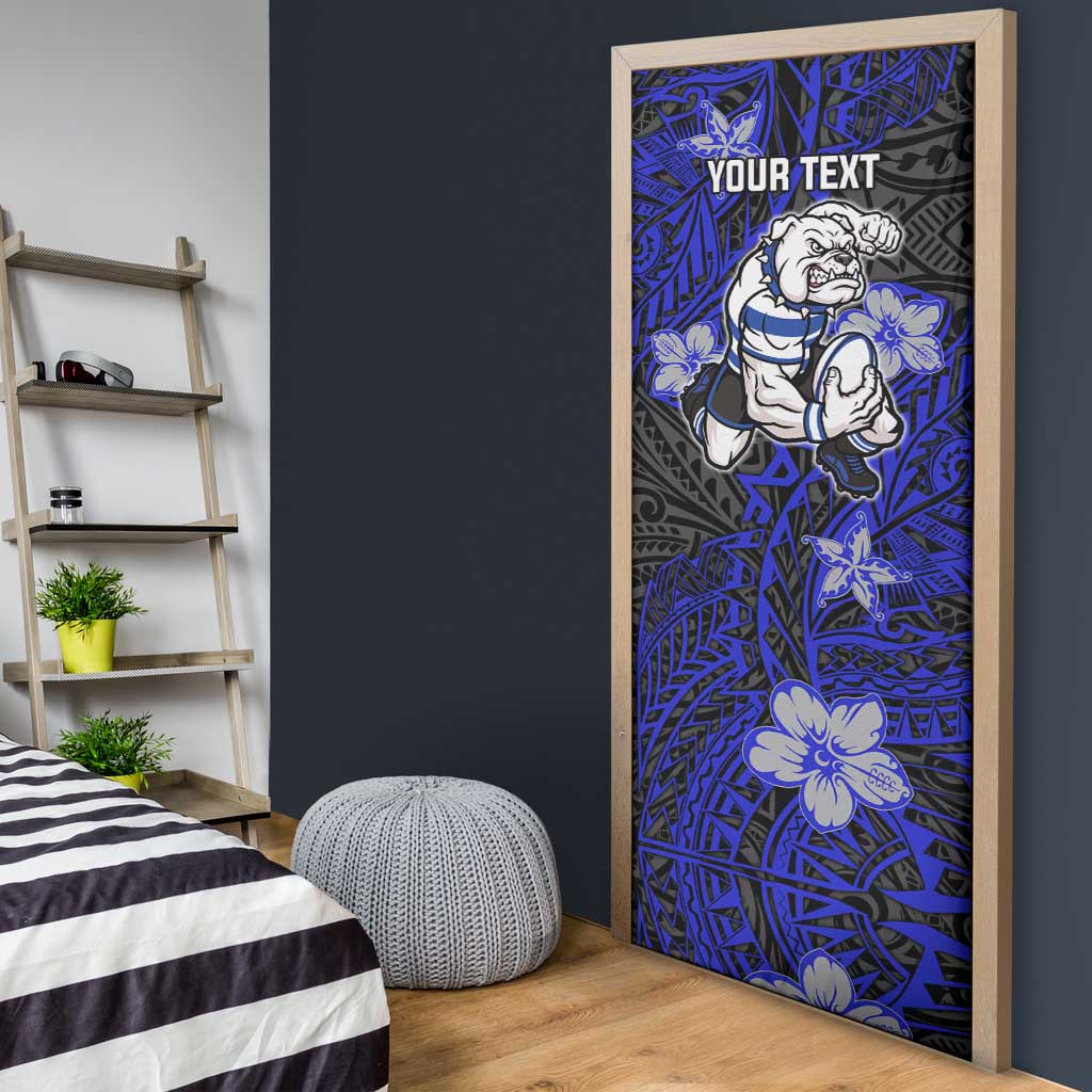 Personalised Canterbury-Bankstown Bulldogs Door Cover Polynesian Tribal Pattern With Rugby Bulldog Mascot Art