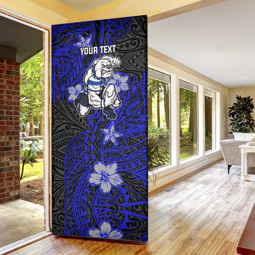 Personalised Canterbury-Bankstown Bulldogs Door Cover Polynesian Tribal Pattern With Rugby Bulldog Mascot Art