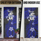 Personalised Canterbury-Bankstown Bulldogs Door Cover Polynesian Tribal Pattern With Rugby Bulldog Mascot Art
