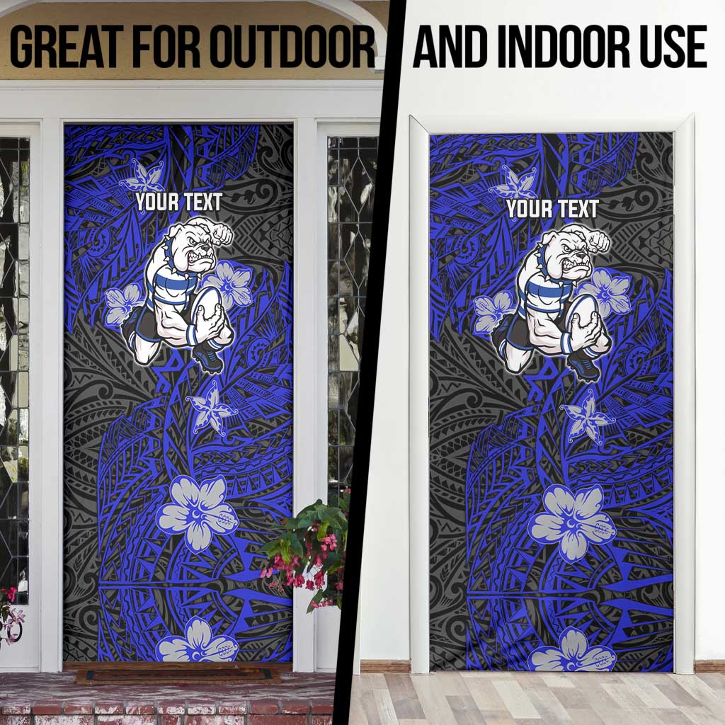 Personalised Canterbury-Bankstown Bulldogs Door Cover Polynesian Tribal Pattern With Rugby Bulldog Mascot Art