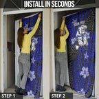 Personalised Canterbury-Bankstown Bulldogs Door Cover Polynesian Tribal Pattern With Rugby Bulldog Mascot Art