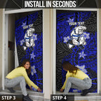 Personalised Canterbury-Bankstown Bulldogs Door Cover Polynesian Tribal Pattern With Rugby Bulldog Mascot Art