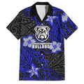 Personalised Canterbury-Bankstown Bulldogs Family Matching Long Sleeve Bodycon Dress and Hawaiian Shirt Polynesian Tribal Pattern With Rugby Bulldog Mascot Art