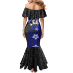 Personalised Canterbury-Bankstown Bulldogs Family Matching Mermaid Dress and Hawaiian Shirt Polynesian Tribal Pattern With Rugby Bulldog Mascot Art