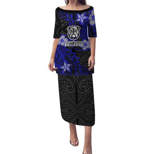 Personalised Canterbury-Bankstown Bulldogs Family Matching Puletasi and Hawaiian Shirt Polynesian Tribal Pattern With Rugby Bulldog Mascot Art