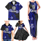 Personalised Canterbury-Bankstown Bulldogs Family Matching Tank Maxi Dress and Hawaiian Shirt Polynesian Tribal Pattern With Rugby Bulldog Mascot Art