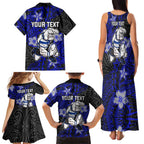 Personalised Canterbury-Bankstown Bulldogs Family Matching Tank Maxi Dress and Hawaiian Shirt Polynesian Tribal Pattern With Rugby Bulldog Mascot Art