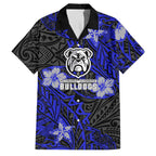 Personalised Canterbury-Bankstown Bulldogs Family Matching Tank Maxi Dress and Hawaiian Shirt Polynesian Tribal Pattern With Rugby Bulldog Mascot Art