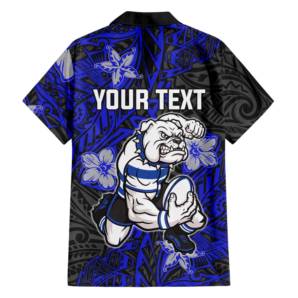 Personalised Canterbury-Bankstown Bulldogs Family Matching Tank Maxi Dress and Hawaiian Shirt Polynesian Tribal Pattern With Rugby Bulldog Mascot Art