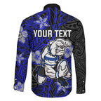 Personalised Canterbury-Bankstown Bulldogs Family Matching Tank Maxi Dress and Hawaiian Shirt Polynesian Tribal Pattern With Rugby Bulldog Mascot Art