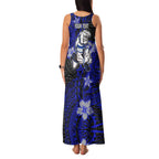 Personalised Canterbury-Bankstown Bulldogs Family Matching Tank Maxi Dress and Hawaiian Shirt Polynesian Tribal Pattern With Rugby Bulldog Mascot Art