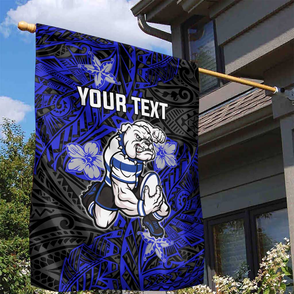 Personalised Canterbury-Bankstown Bulldogs Garden Flag Polynesian Tribal Pattern With Rugby Bulldog Mascot Art