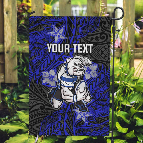 Personalised Canterbury-Bankstown Bulldogs Garden Flag Polynesian Tribal Pattern With Rugby Bulldog Mascot Art