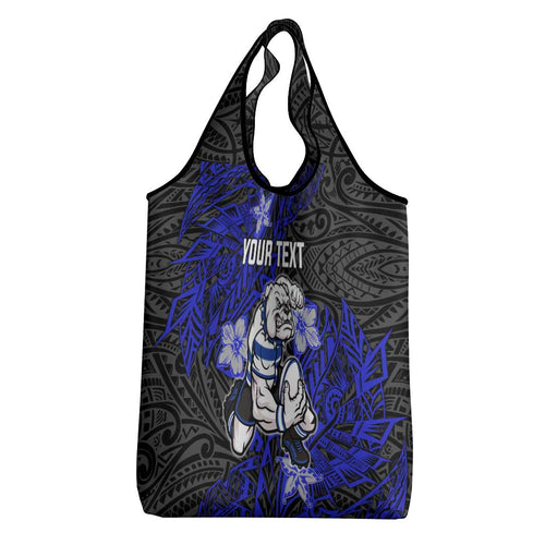 Personalised Canterbury-Bankstown Bulldogs Grocery Bag Polynesian Tribal Pattern With Rugby Bulldog Mascot Art