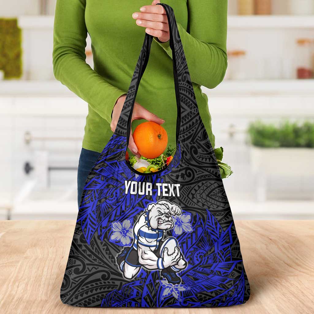 Personalised Canterbury-Bankstown Bulldogs Grocery Bag Polynesian Tribal Pattern With Rugby Bulldog Mascot Art