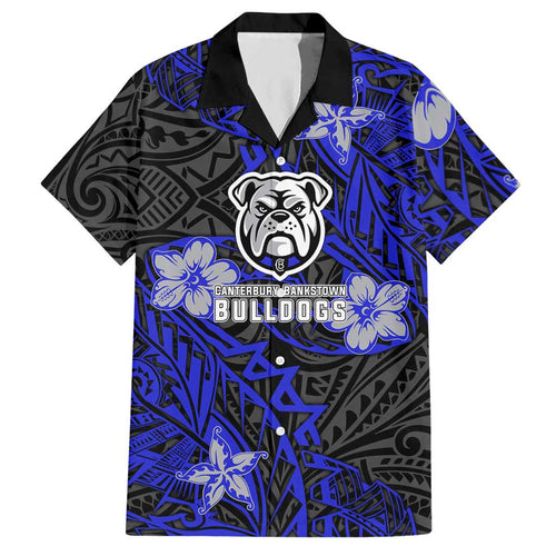 Personalised Canterbury-Bankstown Bulldogs Hawaiian Shirt Polynesian Tribal Pattern With Rugby Bulldog Mascot Art