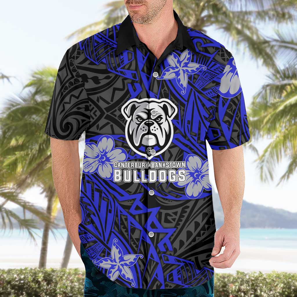 Personalised Canterbury-Bankstown Bulldogs Hawaiian Shirt Polynesian Tribal Pattern With Rugby Bulldog Mascot Art