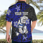 Personalised Canterbury-Bankstown Bulldogs Hawaiian Shirt Polynesian Tribal Pattern With Rugby Bulldog Mascot Art